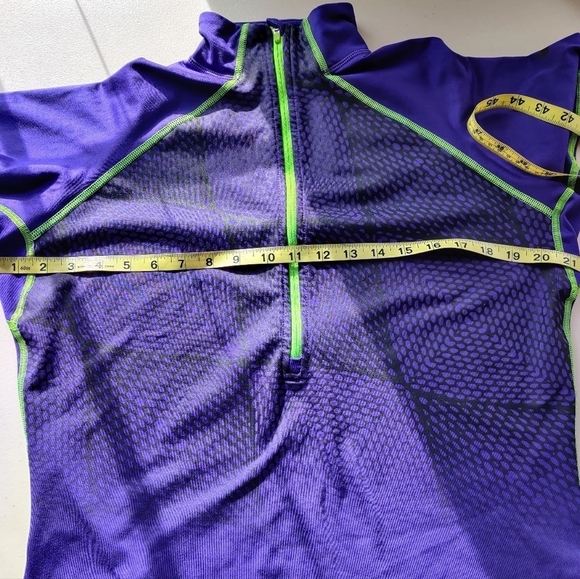 NIKE Pro Top XL Quarter Zip Long Sleeve Purple Green Athletic Pullover - Picture 7 of 12